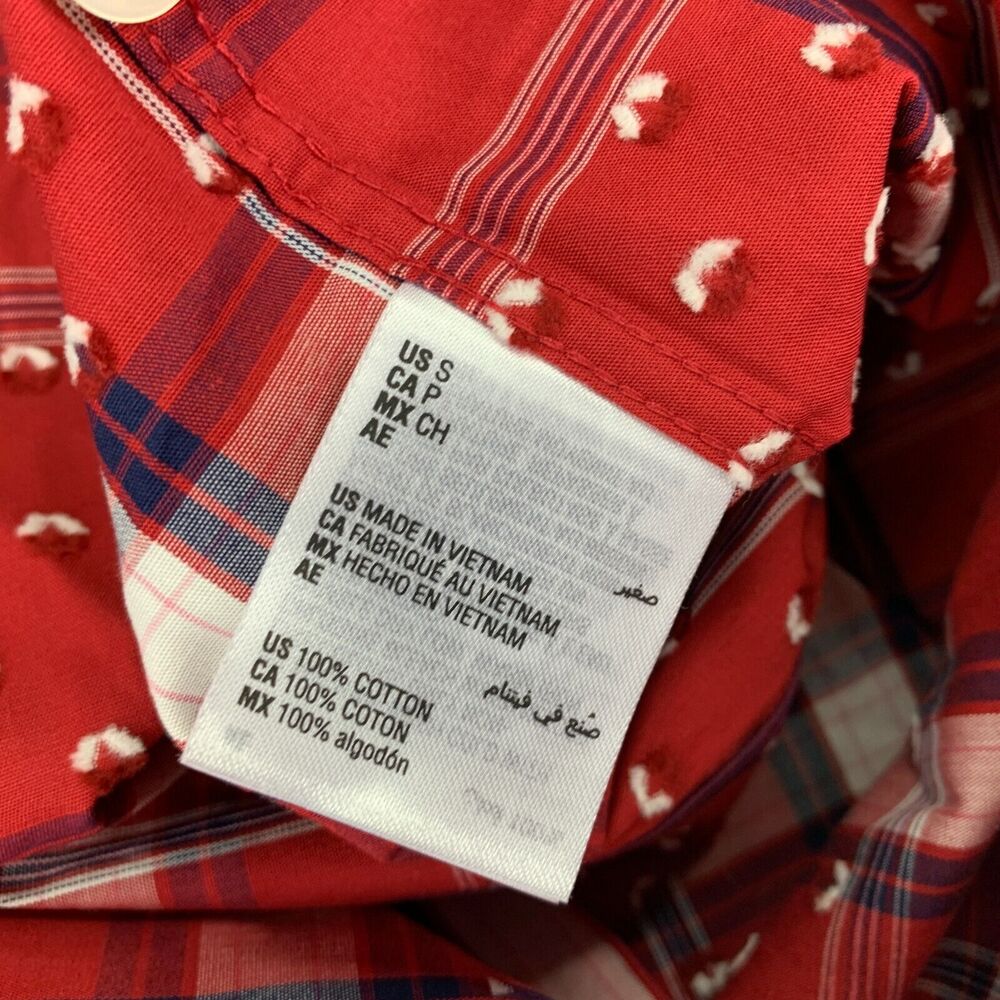 Club Room Mens Regular Fit Armin Check Plaid Button Down Shirt Red S - Picture 4 of 4